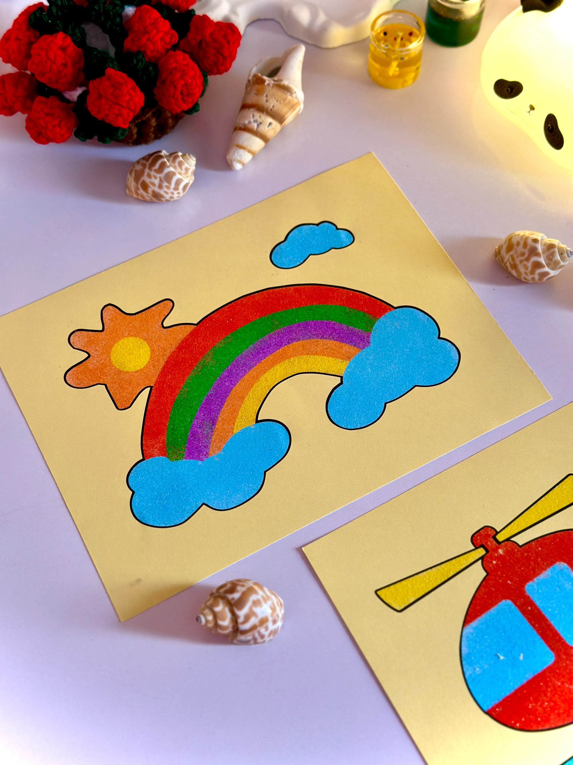 Sand Sticker Art Kit - Set of 10 Stickers and 6 Sand Bottles