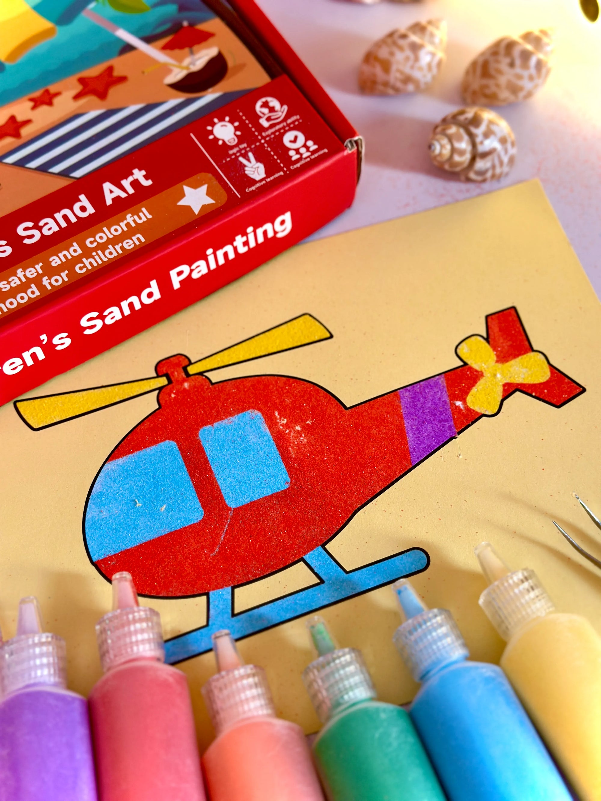 Sand Sticker Art Kit - Set of 10 Stickers and 6 Sand Bottles