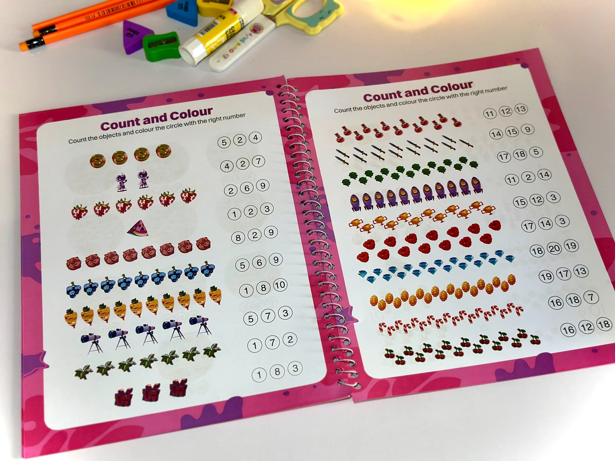 Toddlers Worksheet Pack 4 Workbooks with 192 Pages and stationary