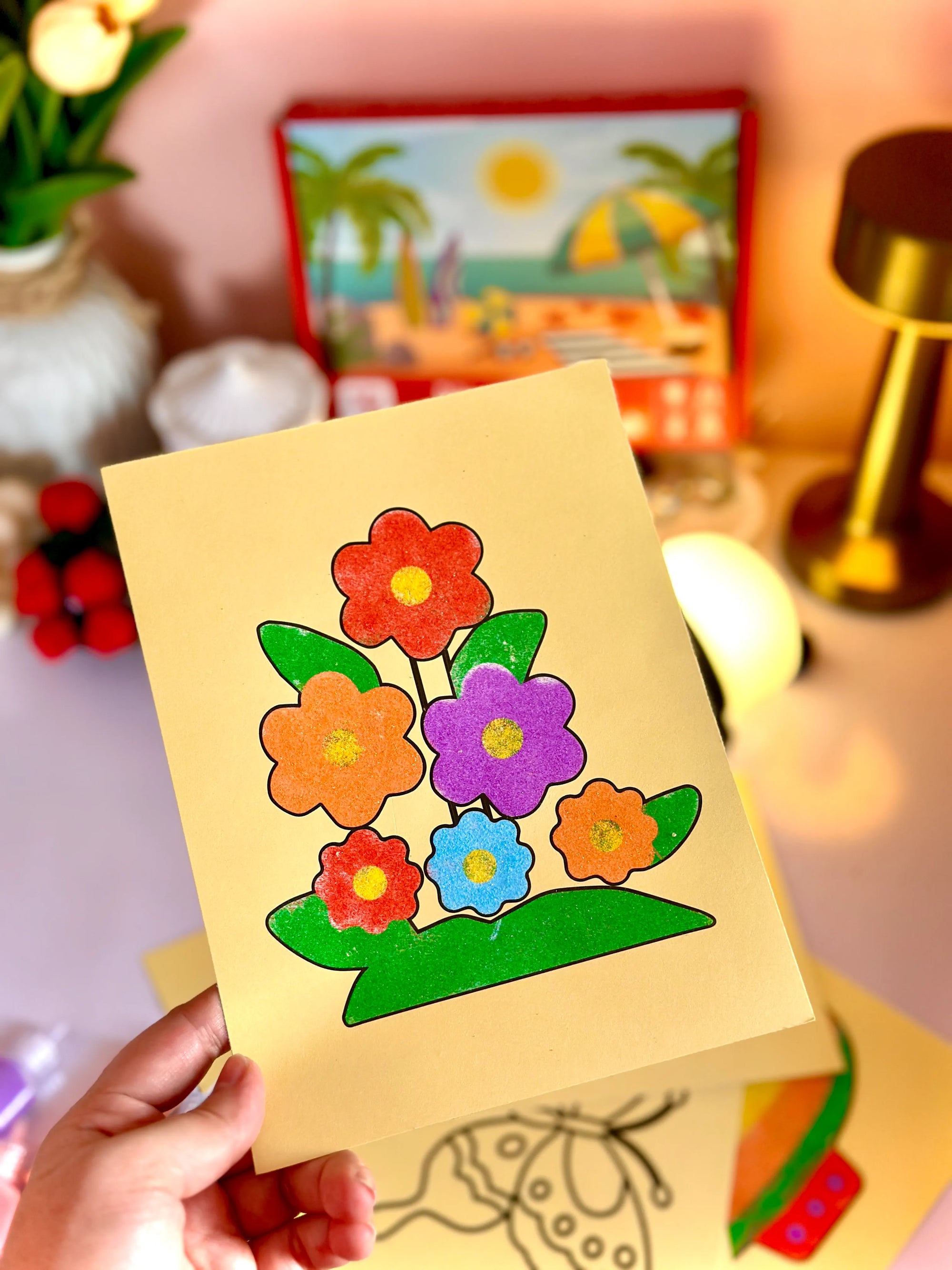 Sand Sticker Art Kit - Set of 10 Stickers and 6 Sand Bottles